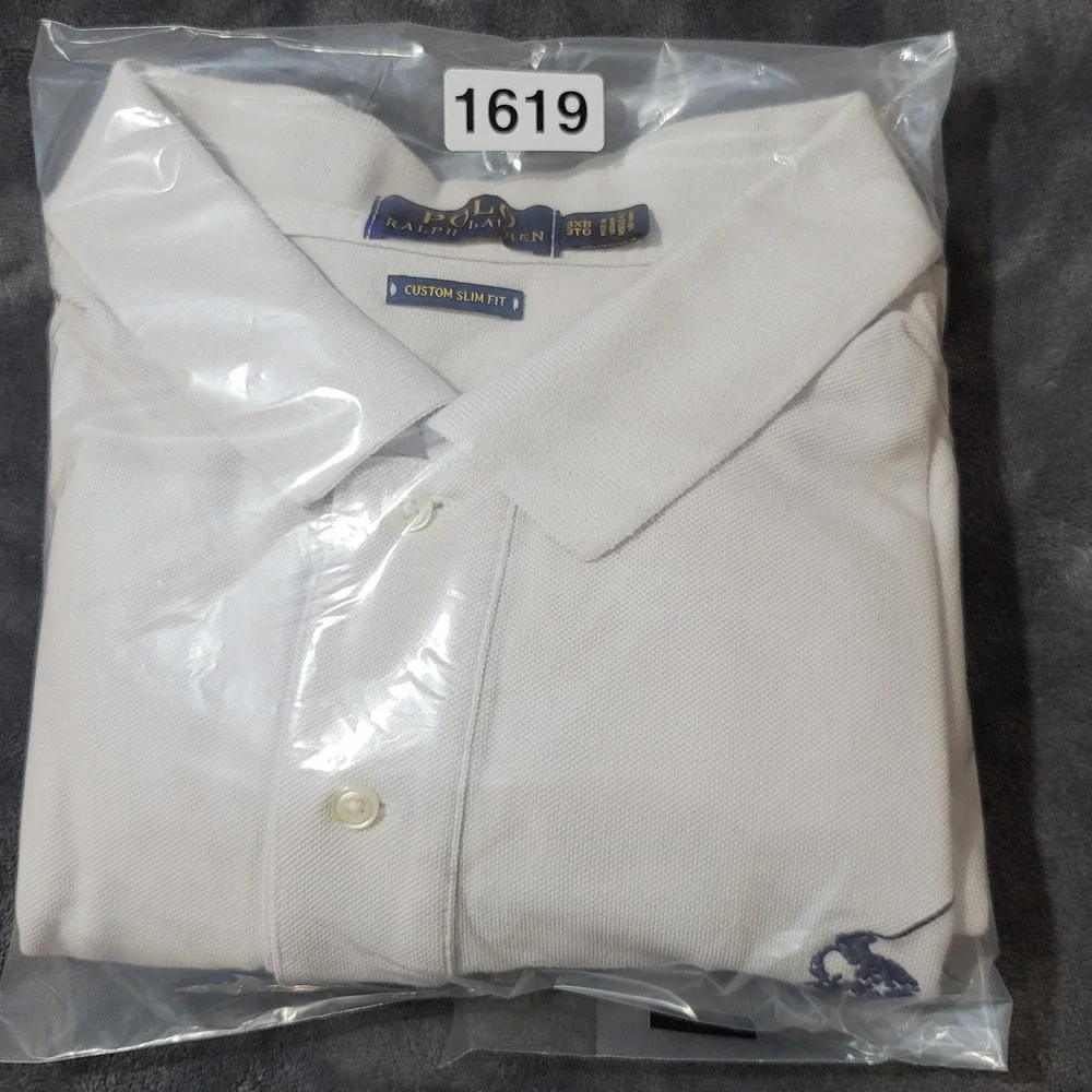 Polo Ralph Lauren Polo Shirt Mens 3XB White Custom Slim Fit American Flag Pony